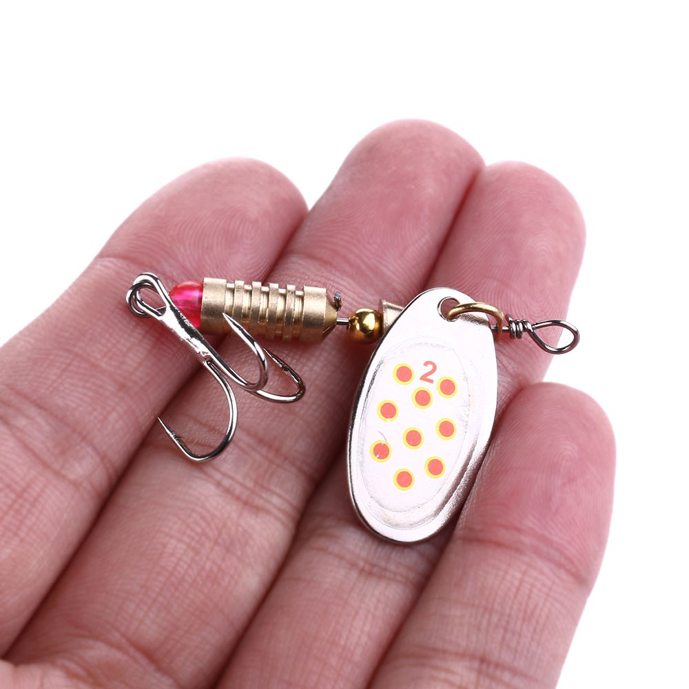 HENGJIA 5PCS New Metal Fishing Lure 6.3cm 5.1g Spinner Bait Metal Hard Baits 6# Treble Hook Fishing Tackle