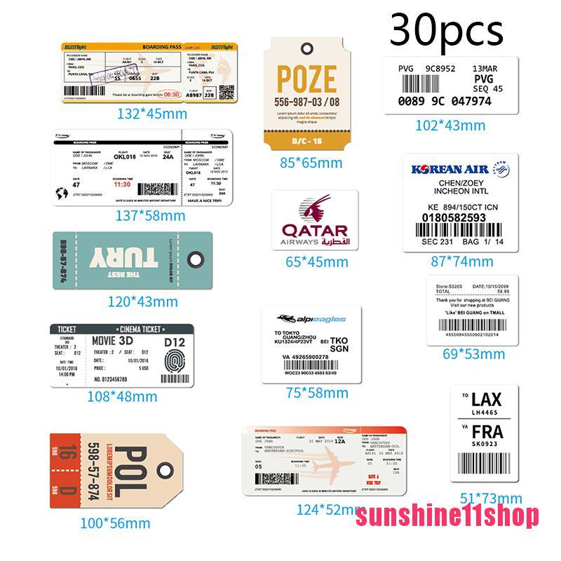 【SHOP】30PCS Boarding Pass Air Ticket Graffiti Stickers DIY Bike Travel Luggage