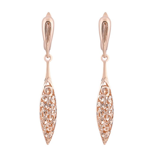 LRC Anting Tusuk Fashion Gold Zircon Drop Earrings F58745