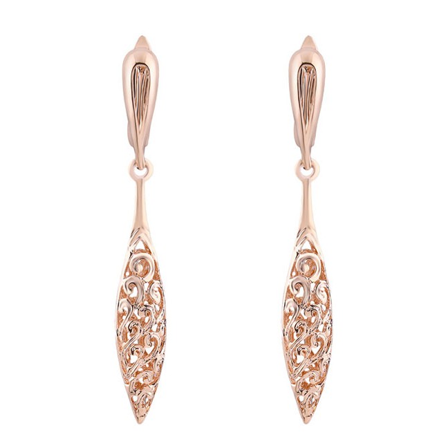 LRC Anting Tusuk Fashion Gold Zircon Drop Earrings F58745