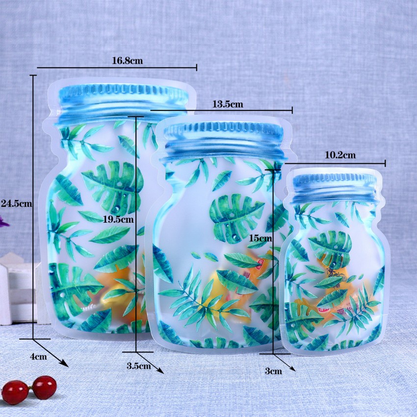 Portable Mason Jar Portable Zipper Bags / RefrigeratorFood Snack Airtight Seal  Organizer Food Bag / Ziplock Bag for Candy Biscuits Spice Organizer