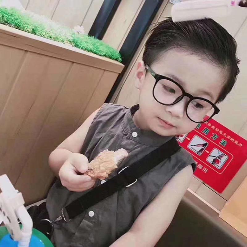 【YUZHU】COD Fashion Baru Anti-Biru terang Putaran Bingkai datar Kacamata untuk Anak-anak