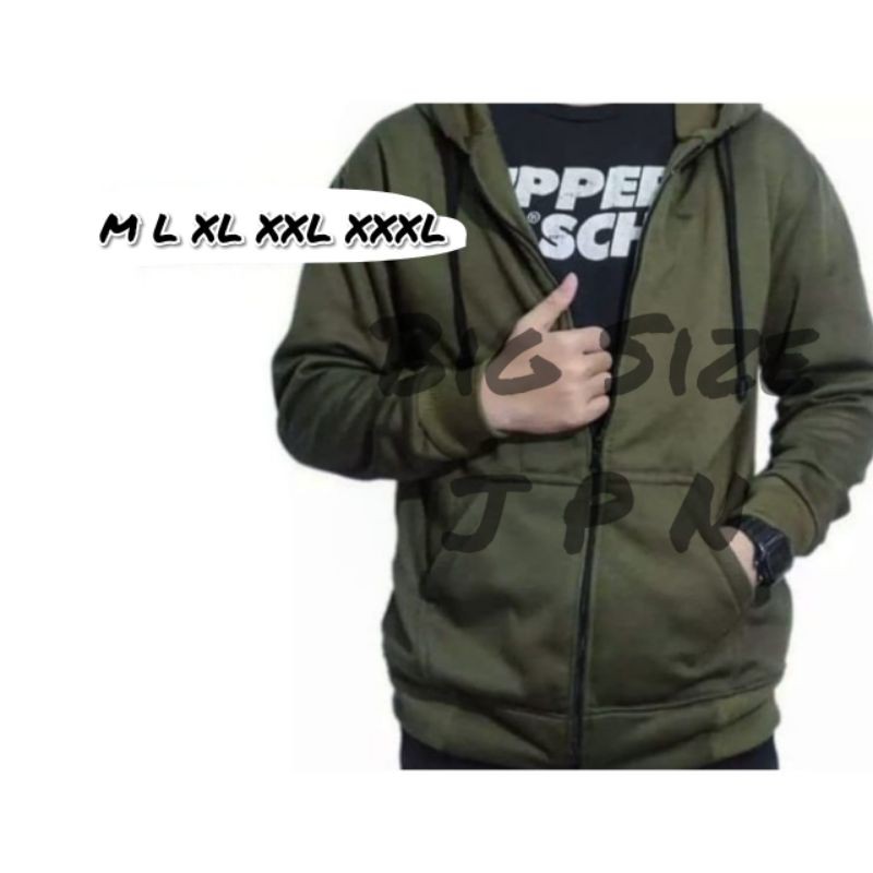 Jaket Hoodie Zipper Big Size Sweater Jumbo Warna Cream Ukuran Besar XXL XXXL XXXXL Switer Sleting Pria Wanita 2XL 3XL 4XL Ld 120 Ld 130 Krem Latte Sage Bahan Tebal Original Premium Lokal