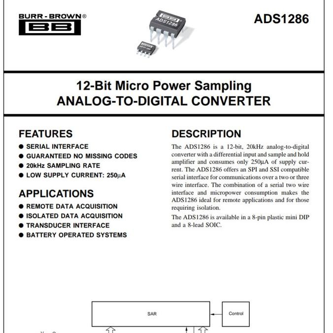 Burr-Brown ADS1286 Micropower Sampling 12-bit A/D Converter JEJ00 Kualitas Baik