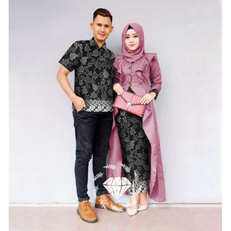 PCS CP RATUMELINA MS FASHION PAKAIAN COUPLE PASANGAN KEMEJA DAN KEBAYA BATIK ADA VIDEO REVIEW PRODUK