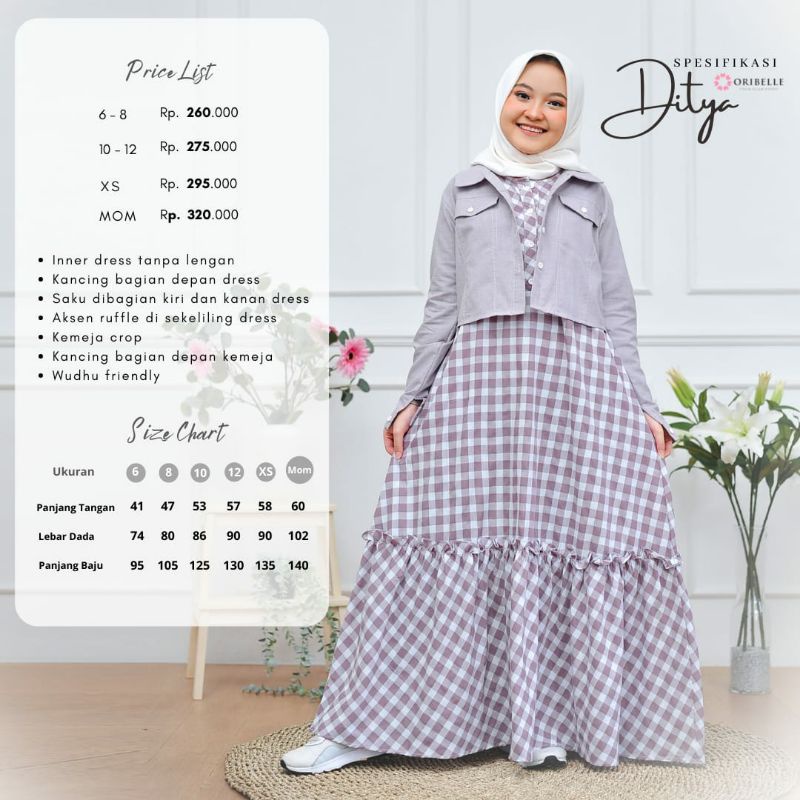 GAMIS OUTER CROP DITYA ORIGINAL ORIBELLE || MOM &amp; KIDS