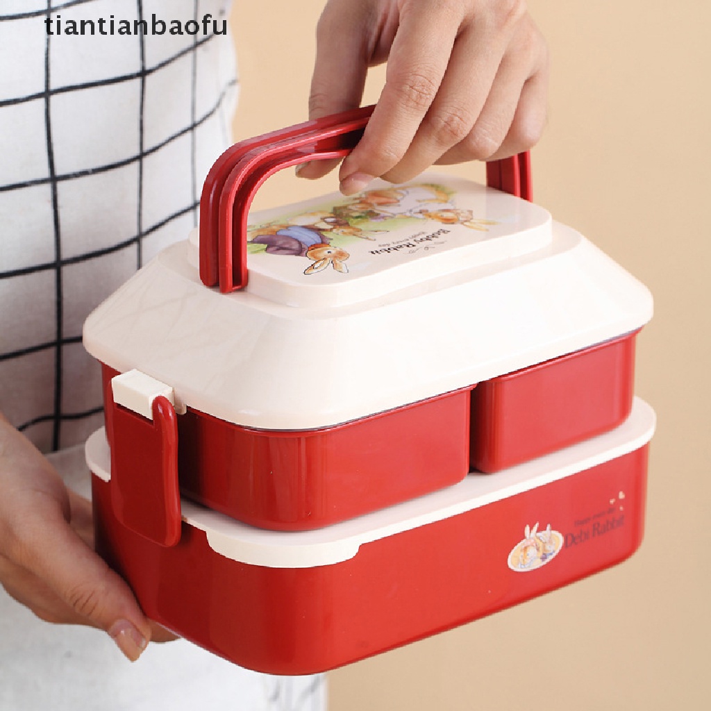 Kotak Makan Siang Bento Portabel Bahan Plastik Untuk Piknik