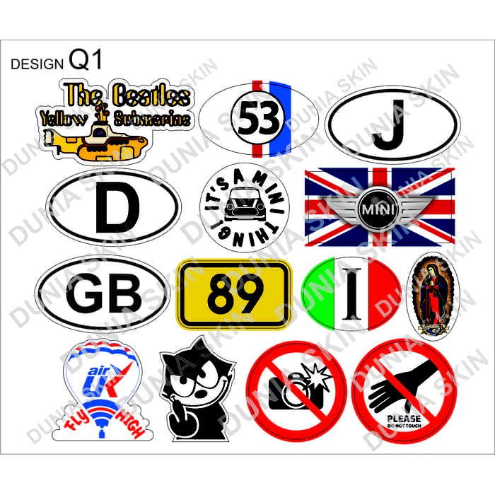 

Stiker Koper / luggage tag / Travel Label Design Q1 Mixed Sticker MINI COOPER JDM THE BEATLES