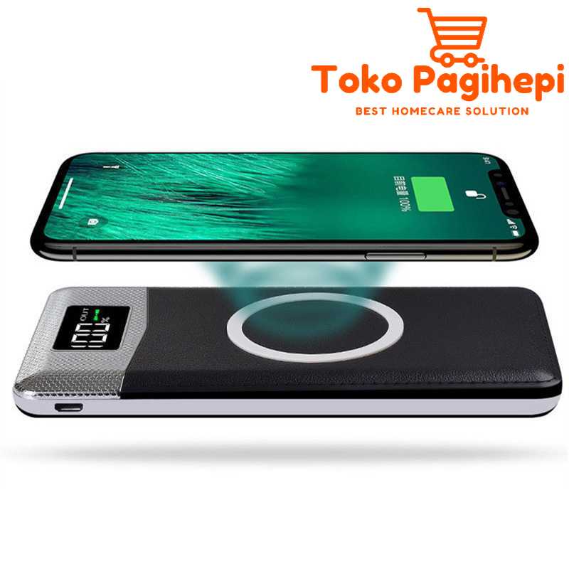 Power Bank Cas HP Tanpa Kabel Colok Qi Wireless Charger Charging 2 Port 10000mAh - Taffware W80