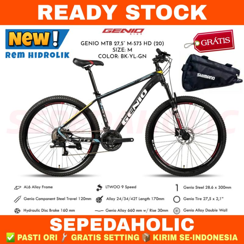 Sepeda Gunung 27.5 Inch MTB GENIO M 573 HD Rem Hidrolik 27 Speed Alloy BY UNITED BIKE