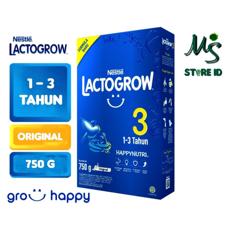 

Nestle Lactogrow 3 Box 750gr Rasa Original dan Vanila Susu Bubuk Anak Untuk Usia 1 - 3 Tahun , Selalu Berikan ASI