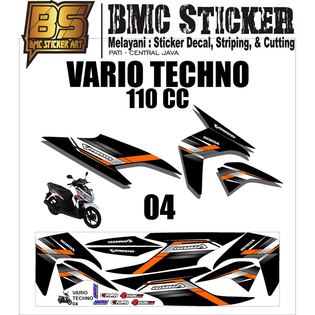 Sticker Lis Striping Honda Vario Techno 110 cc (04) - Sticker Variasi Motor