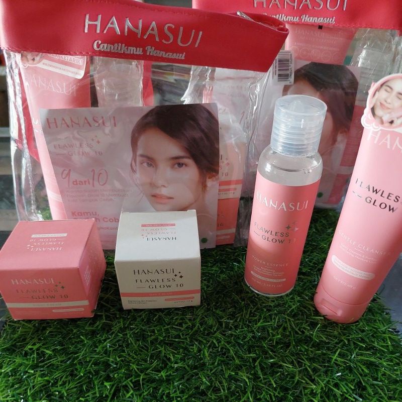 PAKET HANASUI FLAWLESS 10 (PINK) (ESSENCE+DAY+NIGHT+GENTLE WASH)