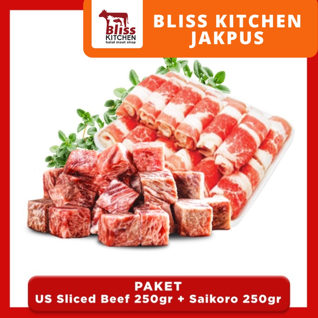 

paket US sliced beef 250gr + saikoro 250gr