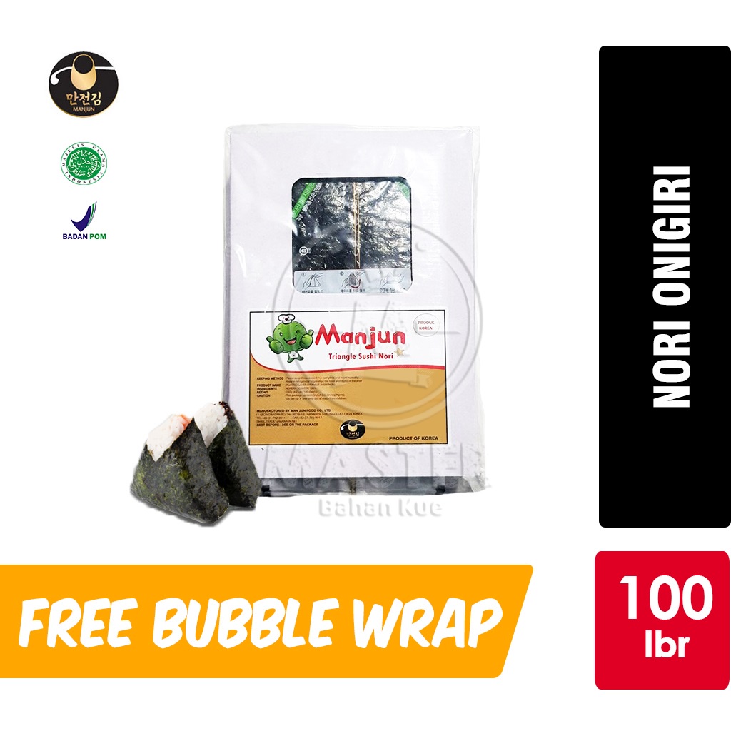 

Nori Onigiri Wrapper MANJUN / Rumput Laut Nasi Kepal Triangle Sushi Nori [1 pack isi100lbr]