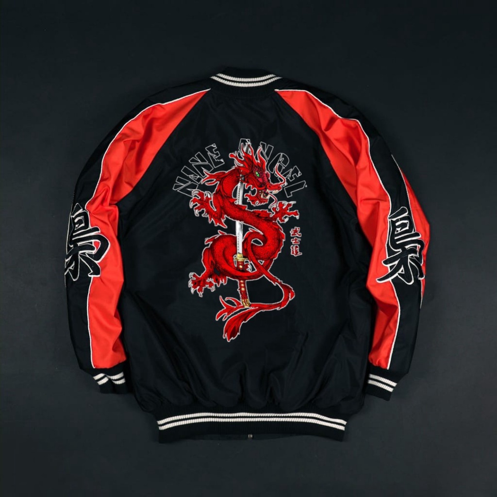 Jaket Sukajan Jepang Pria Red Dragon Original Nine Angel