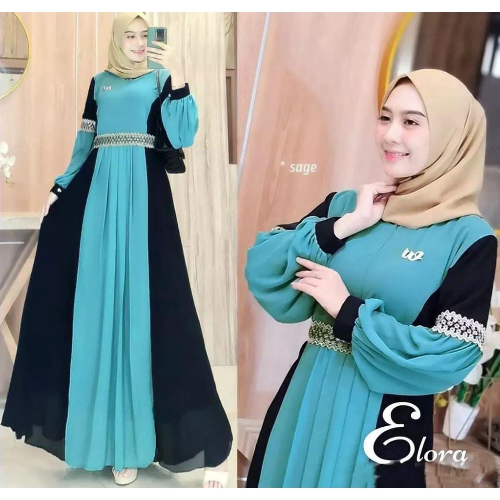 Elora Maxy / Elora Dress / Elora Gamis Wanita/ Elora Dress Pesta / Dress Pesta Brukat/ imah momo