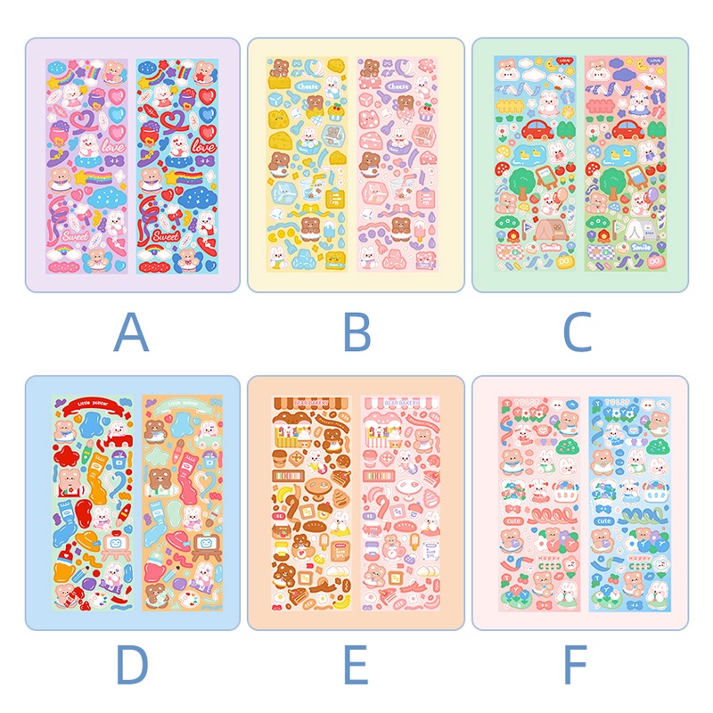 2 Lembar Stiker Glitter Motif Kartun Lucu Untuk Dekorasi DIY