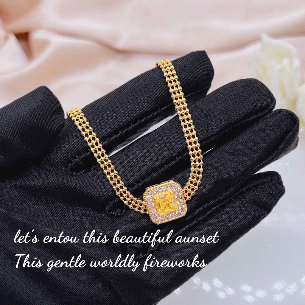 Goldkingdom Fashion Perhiasan Emas Asli Kadar 375 Bangkok Aksesoris Ready Stock Medium Gaya Antik Gelang Manik-Manik Warna Perancis Harta Karun 18K Emas Bantal Dengan Gelang Berlian Kuning