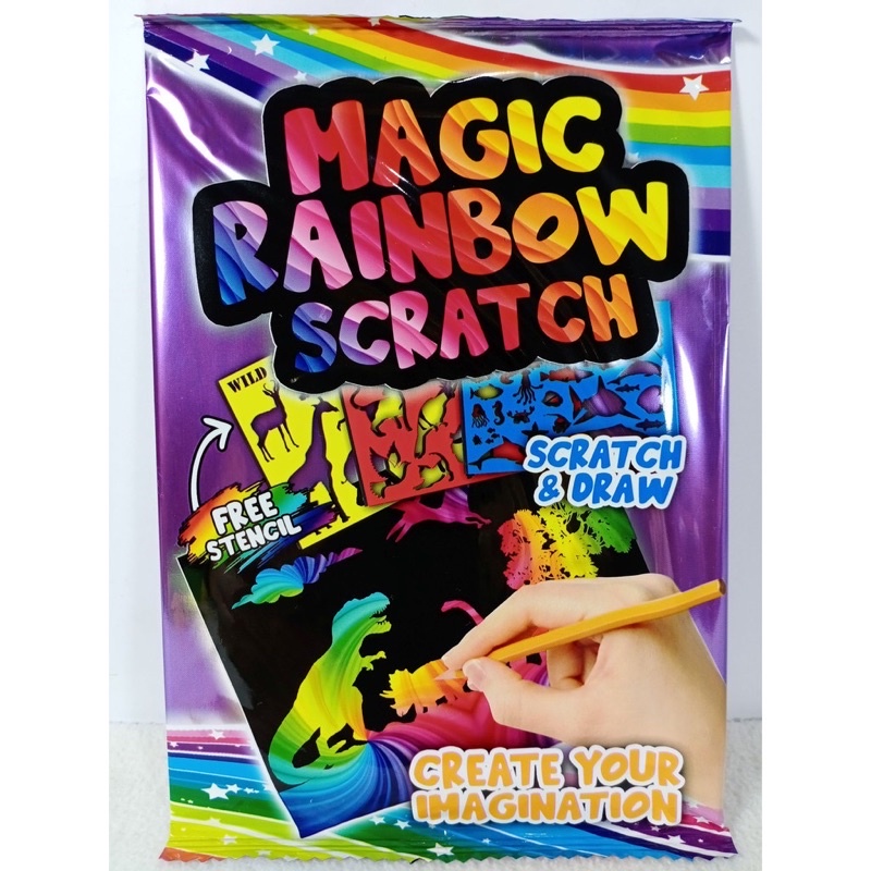 mainan edukasi anak magic rainbow scratch and draw / mewarnai gosok /