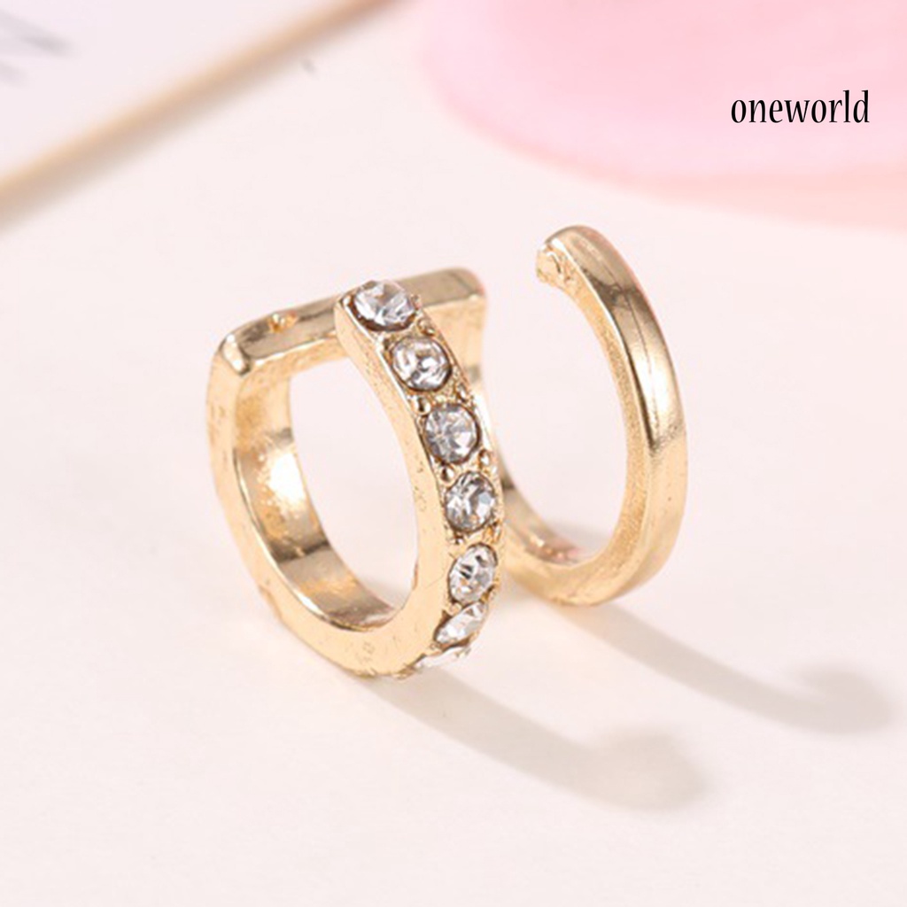 OW# 1Pc Exquisite Double U-shaped No Piercing Rhinestone Ear Cuff Ear Clip Jewelry Accessory