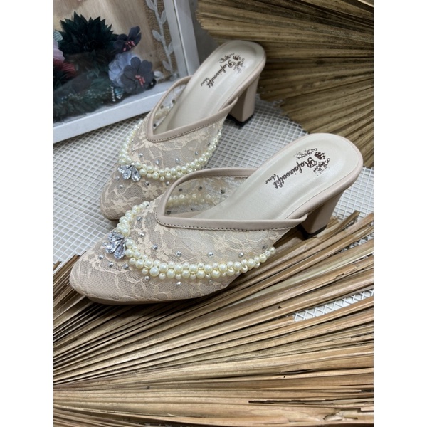 sepatu wanita sepatu wedding v mozza cream tinggi 7cm tahu