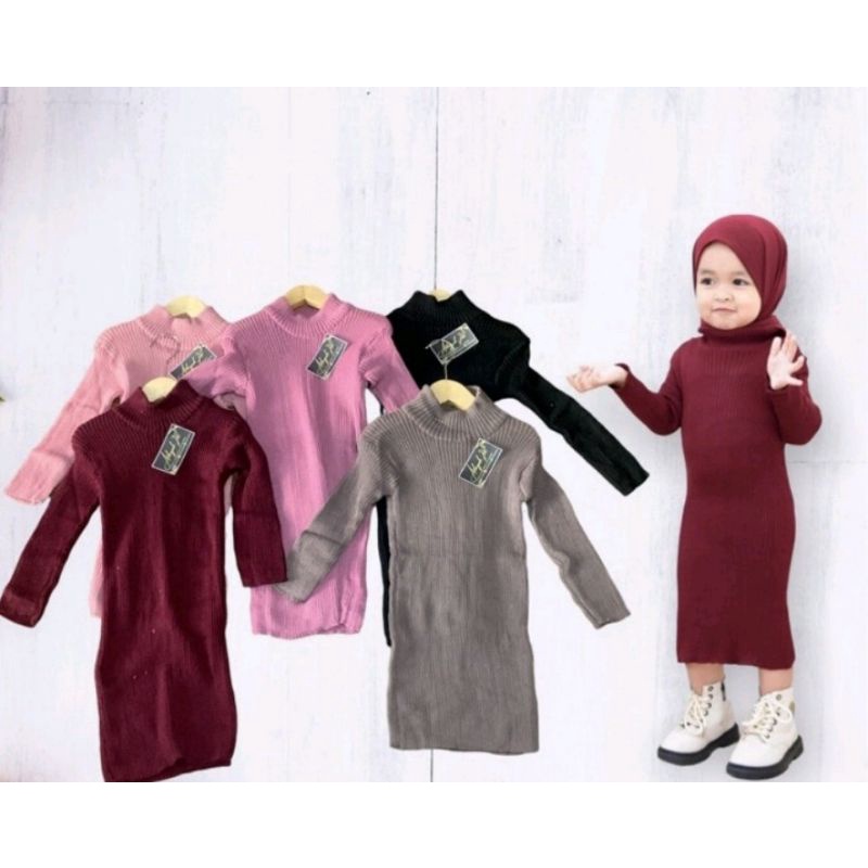 DRESS ADILA baju rajut anak perempuan tangan panjang