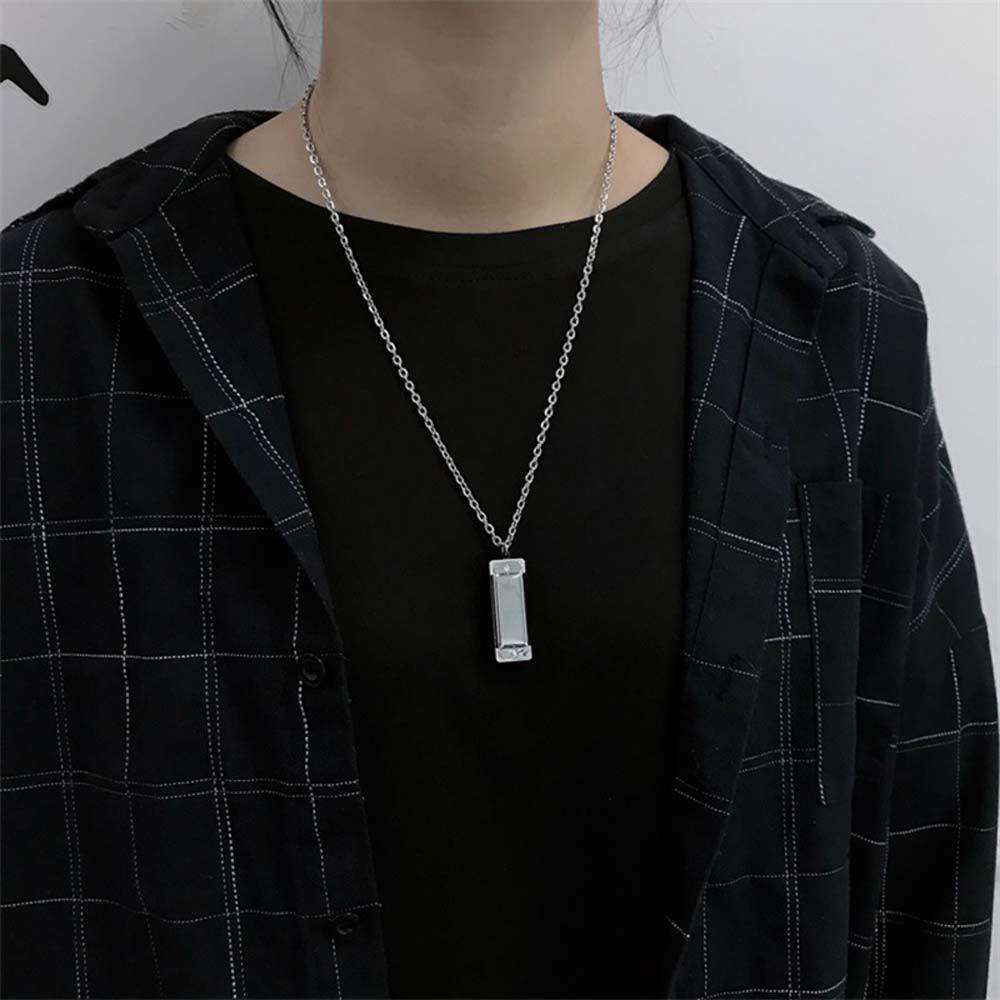 Mxbeauty Mini Harmonika Kalung Kepribadian Retro Klavikula Rantai Peluit Paduan Pasangan Kalung Gaya Korea Kalung