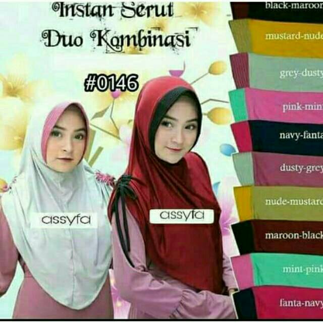 JILBAB INSTAN KOMBINASI WARNA SERUT BAHAN JERSEY