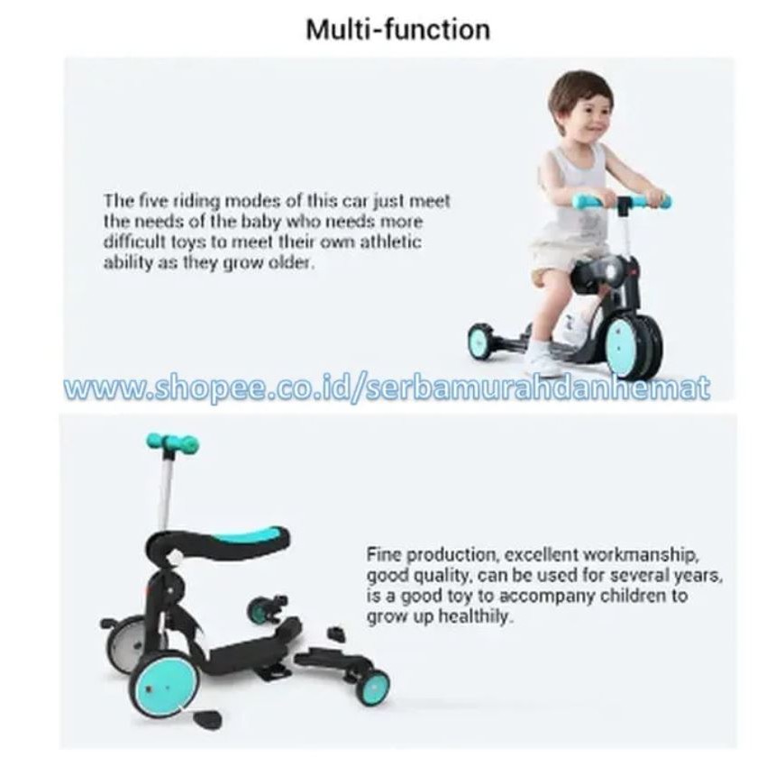 Sepeda Roda Tiga Scooter anak 5 Fungsi BEBEHOO 5 in 1 Multifunctional Deformation Wheeled Skuter