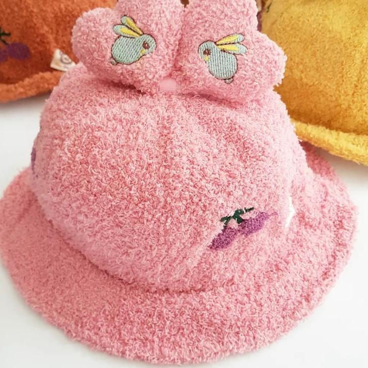 Special Price.. TOPI BUKET IMPORT ANAK 1-3 TAHUN BAHAN HANDUK CHERRY