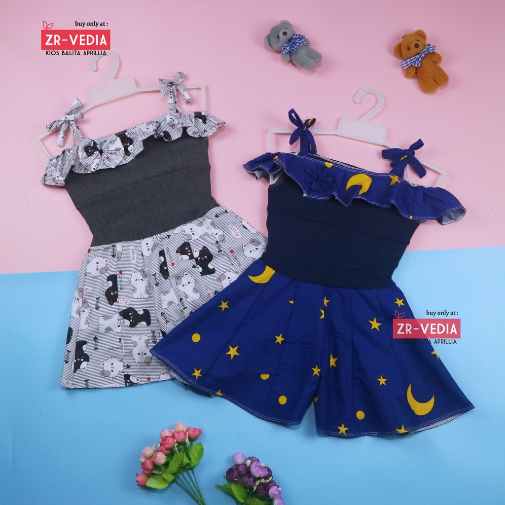 Jumpsuit Sweety uk 1-2 Tahun / Baju Anak Perempuan Adem Import Tank Top Overall Kensi Balita Cewek