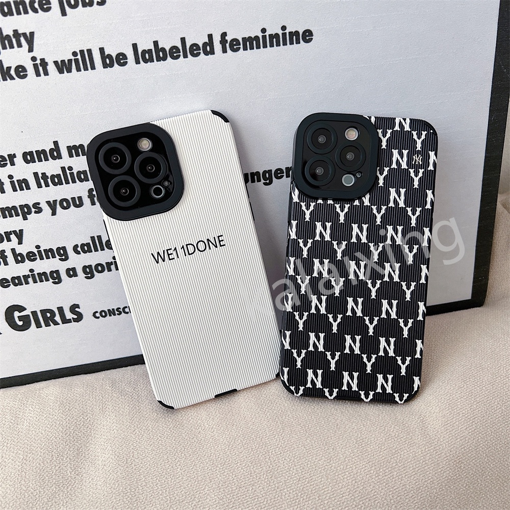 Case Motif Garis Vertikal Warna Hitam Putih Untuk iPhone 13 Pro Max 7 8 Plus Xr X Xs Max