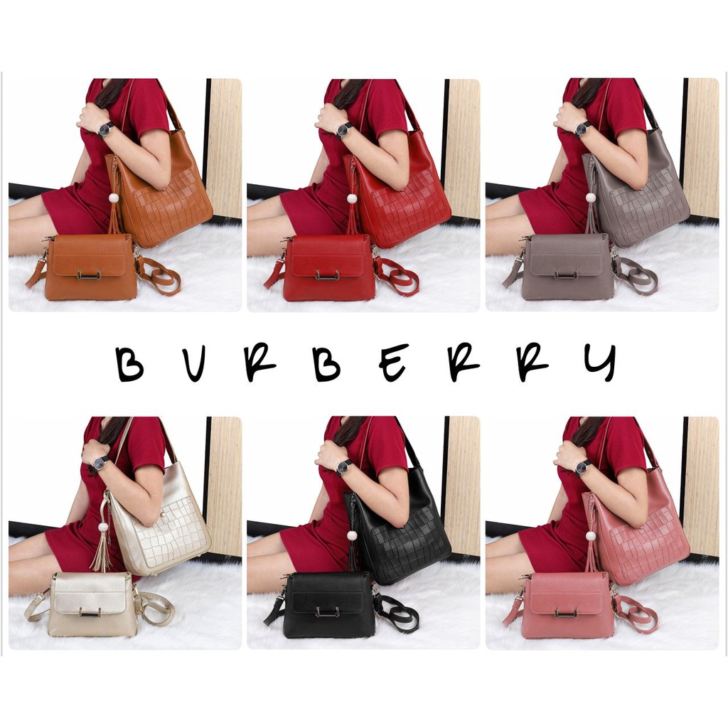 Tas wanita New Burberry Hobo Set 2 in 1 KU0277