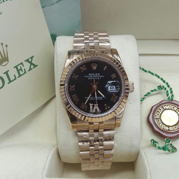 PRIA ROLEX OYSTER DATEJUST 36MM ROSEGOLD BLACK DIAL PREMIUM GRADE AAA