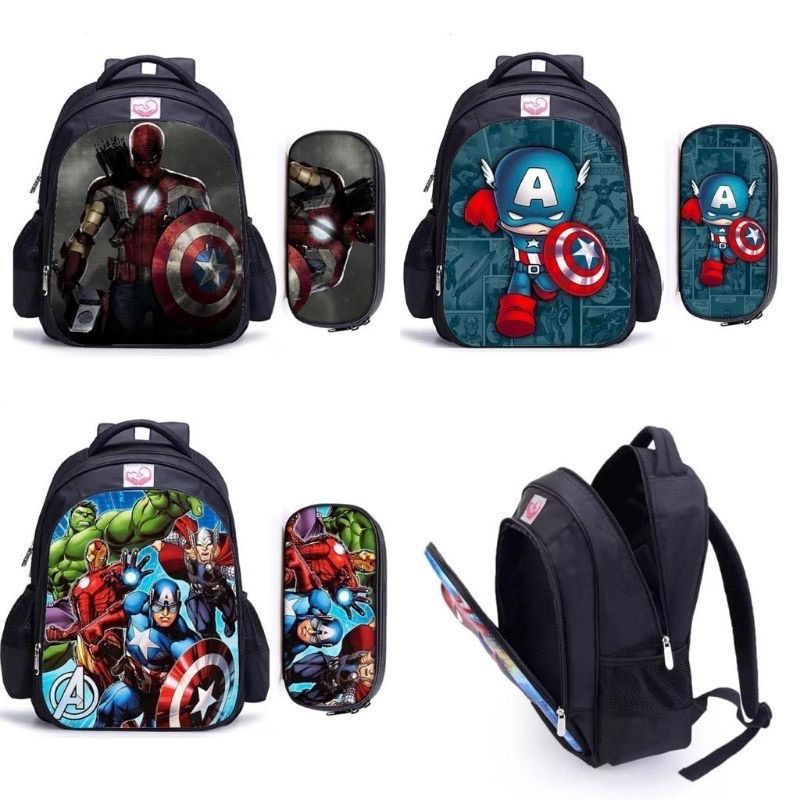 Tas Ransel Avengers Tas Anak sekolah TK - SD Free Tempat Pensil