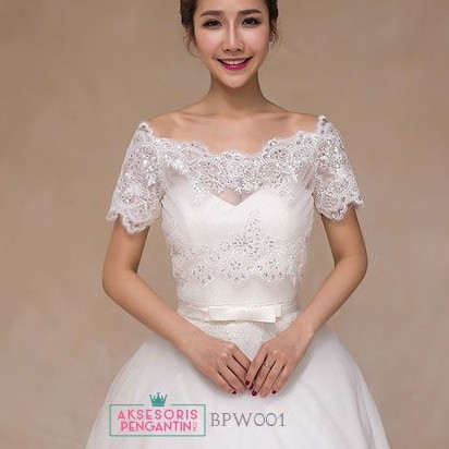 [PRODUK TERLARIS] BOLERO LACE AKSESORIS PENGANTIN CARDIGAN PESTA RENDA PUTIH BPW001