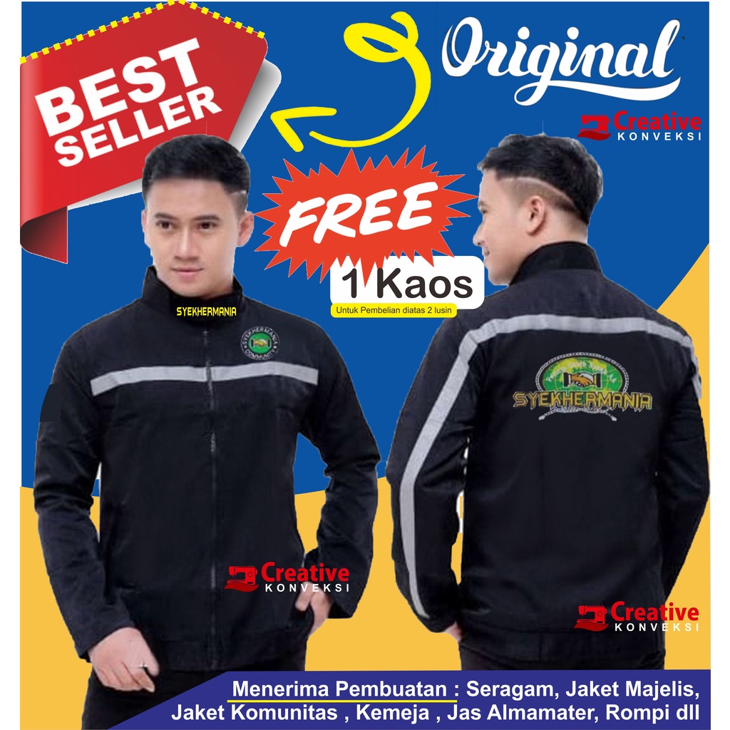 (BISA COD) JAKET MAJELIS + BORDIR NAMA | JAKET SYEKERMANIA / SYECHERMANIA MAJELIS TALIM BISA TAMBAH BORDIR NAMA &amp; KOTA