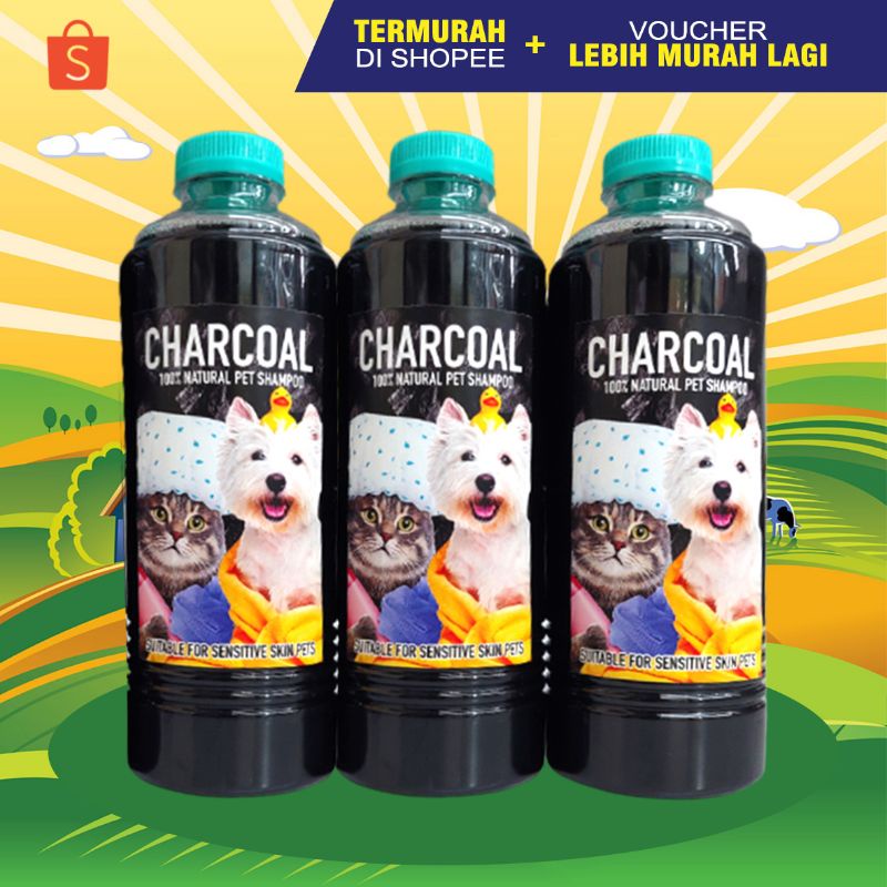 CHARCOAL 500 - Shampoo Arang Kucing Anjing Perawatan Kucing Kulit Sensitif Shampoo Obat Jamur Kutu Scabies Memperhalus Bulu Memperlebat