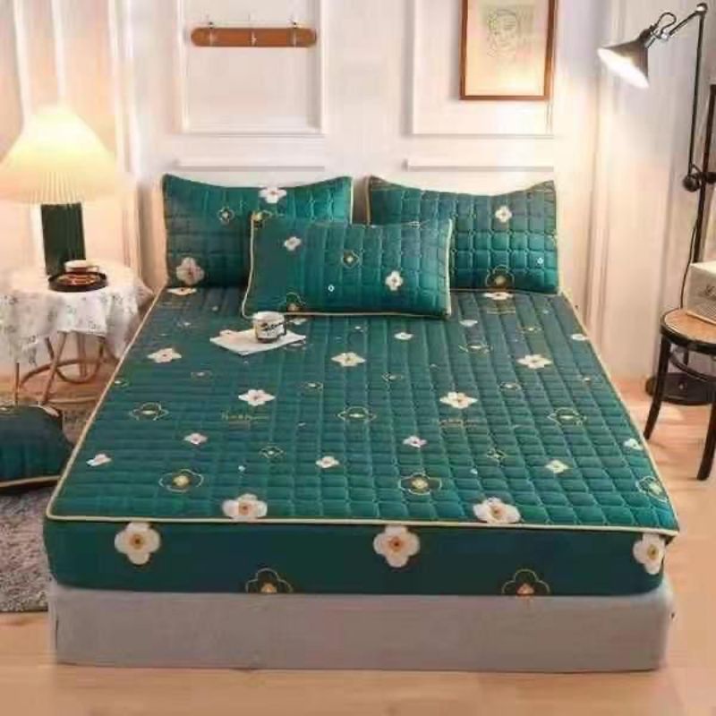 SPREI SULTAN WATERPROOF/SPREI ANTI OMPOL/SPREI ANTI BOCOR UKURAN 180X200CM-hijau tua