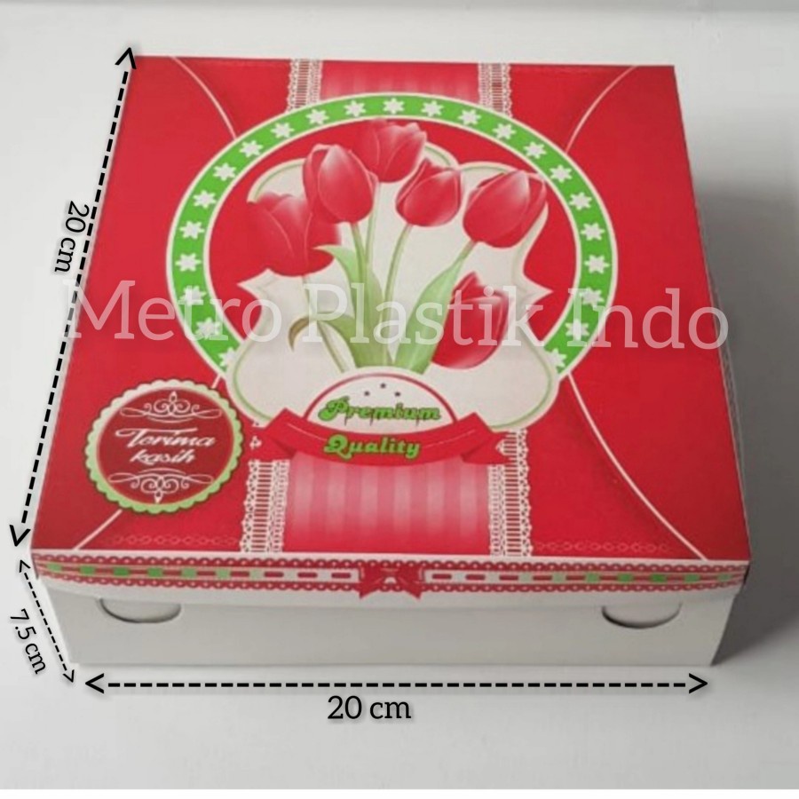 Dus Box Kotak Nasi Kue Makanan Uk 20x20 Motif Bunga 20 x 20
