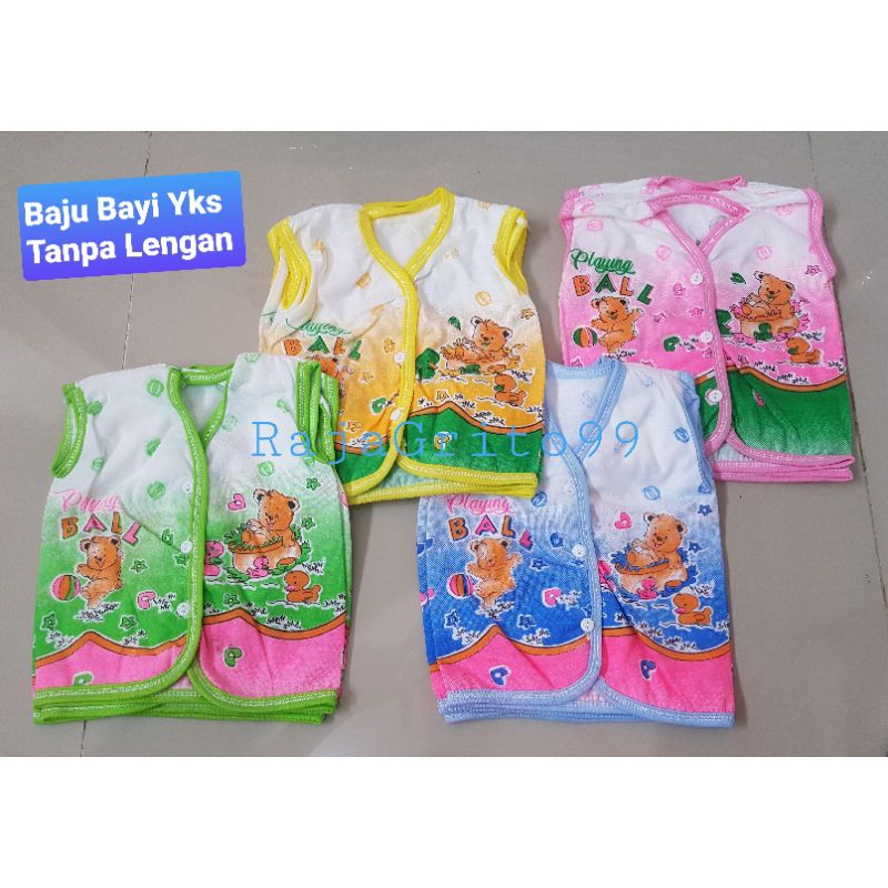 Baju Bayi Atasan Tanpa Lengan KATUN Print (Grosir 12pcs) Baju Bayi Yks / Baju bayi putih katun TC Motif