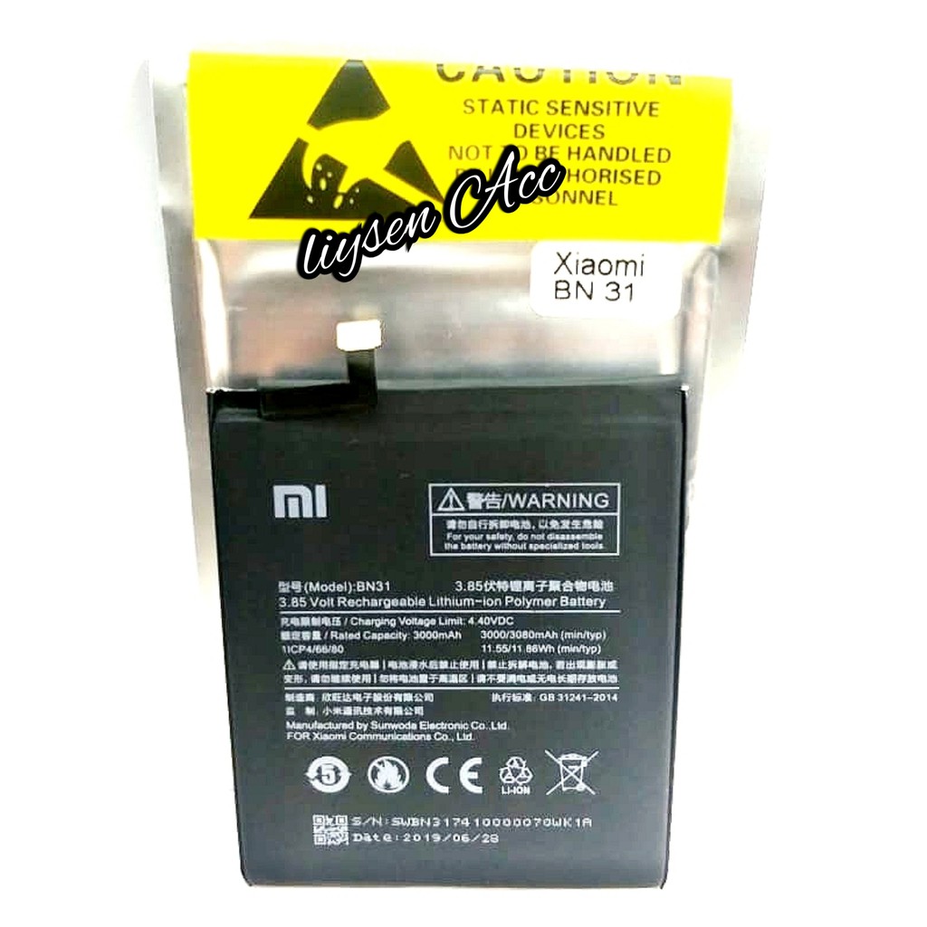 Batre /Baterai  xiaomi redmi note 5A BN31.original 100%