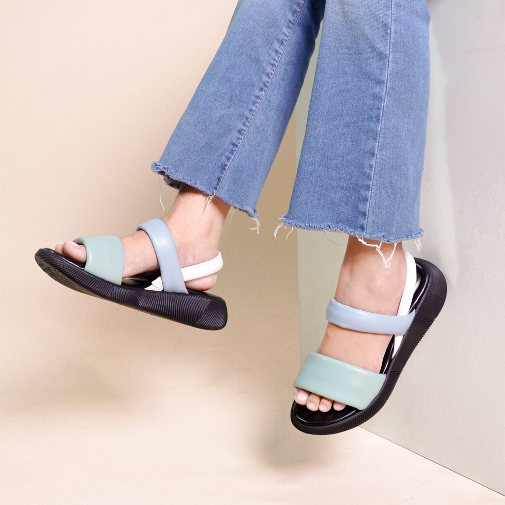 LAPEPA YUK -  Sepatu Sandal Wanita Wedges VALERIE Model Ban dua Tali Strap belakang Hak Tinggi Sole 4 cm Spatu Sendal Gunung Cewek  Size 36 37 38 39 40 41 Warna Green Blue Hijau Biru Soft Cewe Kekinian Premium Terbaru Shoes Ori Original Mall Official Stor