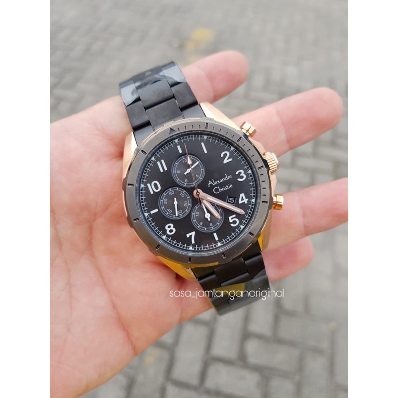 Jam Tangan Alexandre Christie Ac 6556 Original Hitam Rosegold