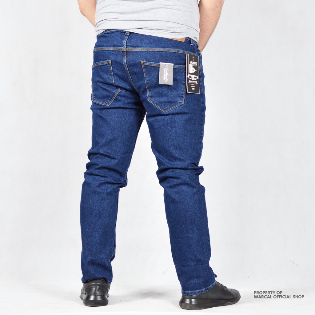 Celana JUMBO Pria Slimfit Jeans Panjang Bigsize Karet Biowash