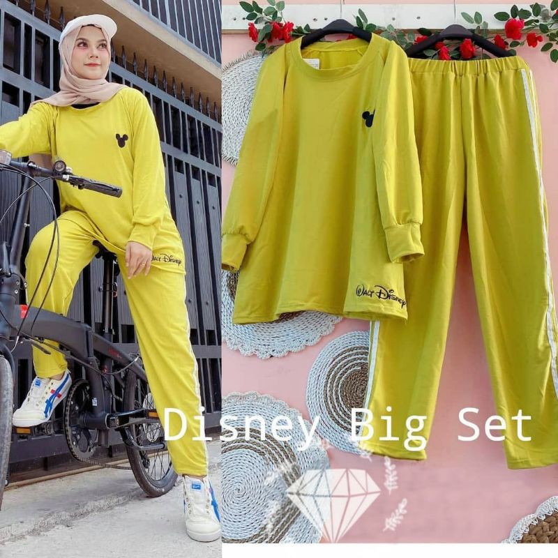 SET DISNEY SETELAN CELANA TRAINING FASHION BIGSIZE JUMBO ADA VIDEO REAL PICT KR