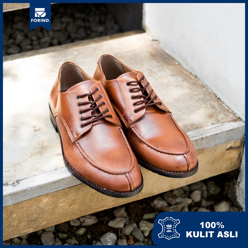 Harvard Brown | Sepatu Kulit Asli Coklat Pria Casual Kerja Cowok Kantor Pantofel | Lvnatica x FORIND