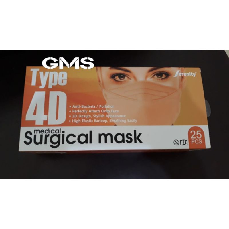 Masker Medis 4D Serenity Box isi 25 Pcs / Surgical Face Mask 4D