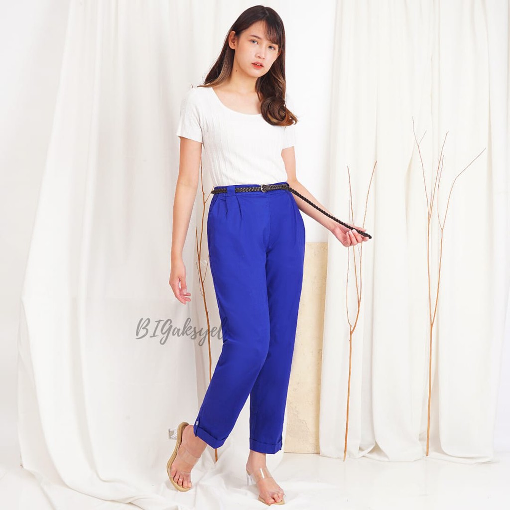 [BIGaksyel] Baggy Pants <ELECTRIC BLUE> : 4XL, 3XL, 2XL, XL, STD /celana kerja jumbo bigsize plusize